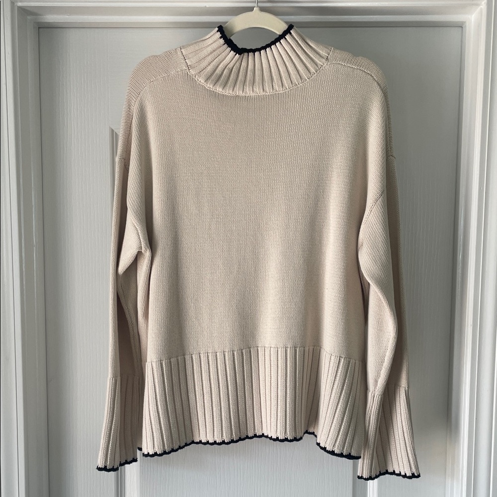 GAP 100% Cotton Cream Sweater with Black Trim
